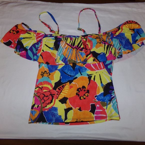 Selfiego Tankini Top Colorful Floral Top Swim New Size Medium - Picture 2 of 2
